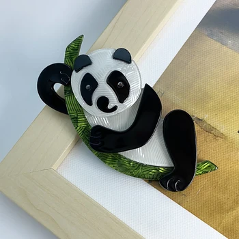 Nova Moda Ročno Akril Živali Slog Broške Za Ženske, Otroci Darilo Plašč Obleko Okras Panda Broška Značko Na Debelo