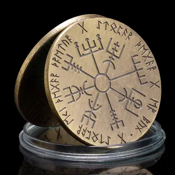 Vegvísir Viking Kompas pobakrena Spominke in Darila Srečni Kovanec Zbirateljske Priložnostnih Kovancev Domov Odlikovanja