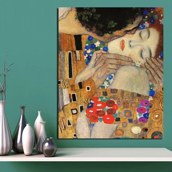 Gustav Klimt, Ki Jih Poljub Smislu Nordijska Plakat Platno Slikarstvo Dnevna Soba Dekoracijo Doma Moderne Stenske Umetnosti Oljna Slika, Plakati Sliko