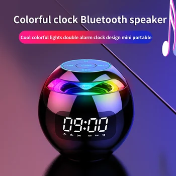 Digitalna Budilka Bluetooth, združljiva 5.0 Zvočniški Predvajalnik Glasbe Brezžični Žogo Oblike Ura Zvočnika s funkcijo FM