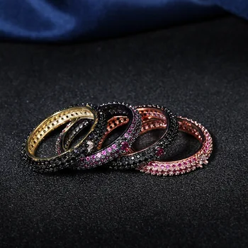 Barvita cirkon črno zlato obroč za ženske 925 SREBRO polno cirkon svate angažiranje visoko kakovost nakit prstan darilo