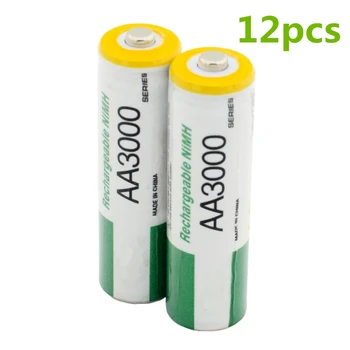 12pcs/veliko, Velike zmogljivosti, 3000mAh 1,2 V AA baterija za ponovno polnjenje za otroške igrače AA NiMH polnilne baterije