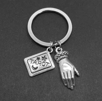 Čarovnica Tarot Kart Simbol Keychain Wiccan Keyring Gothic Amulet Nakit Za Darilo