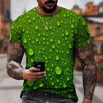 Moda Raindrop 3D Tiskanje T Shirt Vodne Kapljice, Unisex Smešno Kratka Sleeved Tees Moški/ženske Puloverju Grafični T Srajce