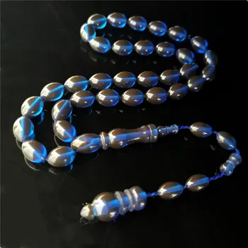 islamska tasbeeh tespih venec Ovalne oblike 9*13mm 33 kos sibha modro barvo, smolo amber masbaha muslimanska molitev kroglice